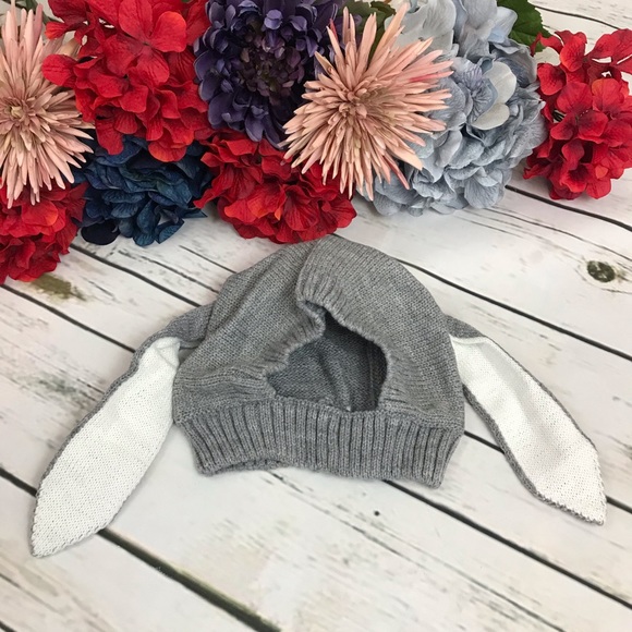 Baby/Toddler Gray Knit Bunny Beanie with Long Ears - Picture 5 of 8